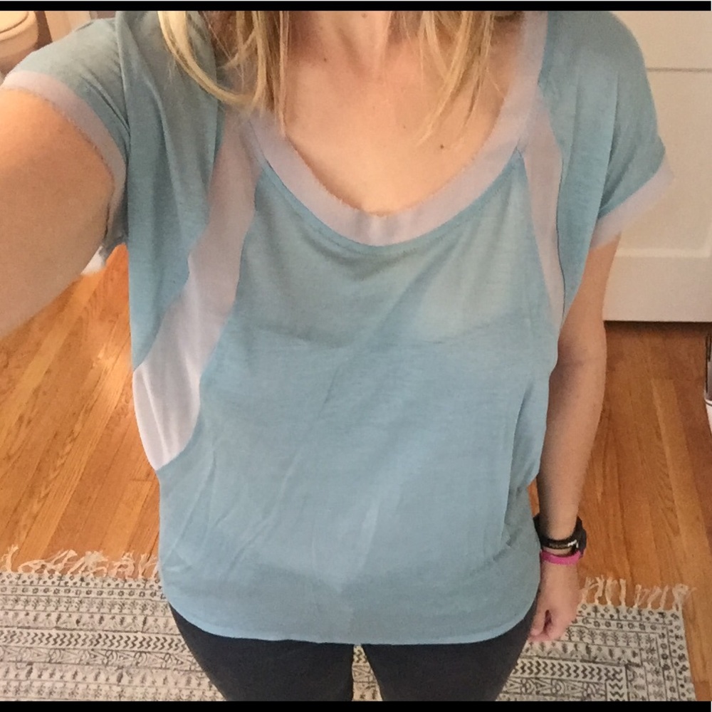 Loose fitted T-shirt with flare, sheer paneling
